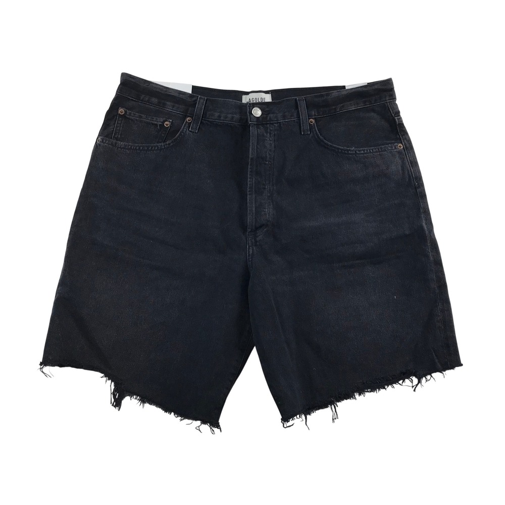 Agolde Indra Hip Slung Baggy Denim Shorts Washed Black A222-1157 Size 31 NWT
